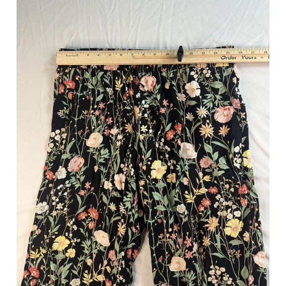 Loft Womens Relaxed Fit Size Small Joggers Pants Black Floral Nature Flowers - Picture 2 of 7